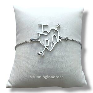 Vintage Christian Dior I Heart Dior Heart & Arrow Cupid CD Charm Bracelet Silver